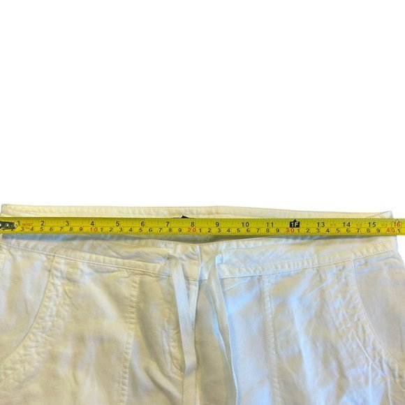 Eileen Fisher White Linen Blend Drawstring Cargo Straight Leg Pants Womens 4 - Picture 4 of 5